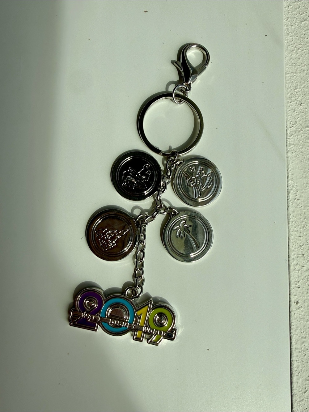 Silver Disney world 2019 Charm Keychain with Multicolor Accent